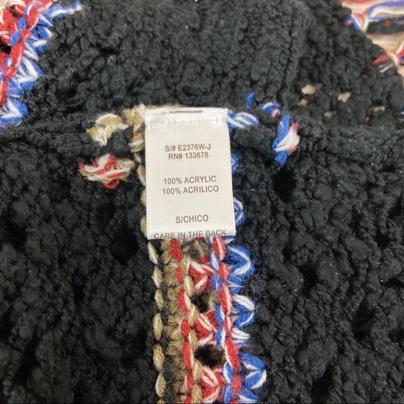 Love Tree Hooded Cardigan Long Macrame Fringe Open Knit Colorful Stripe Sweater - Picture 11 of 12